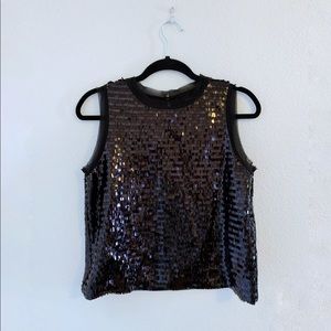 Who What Wear Black Sequin Top